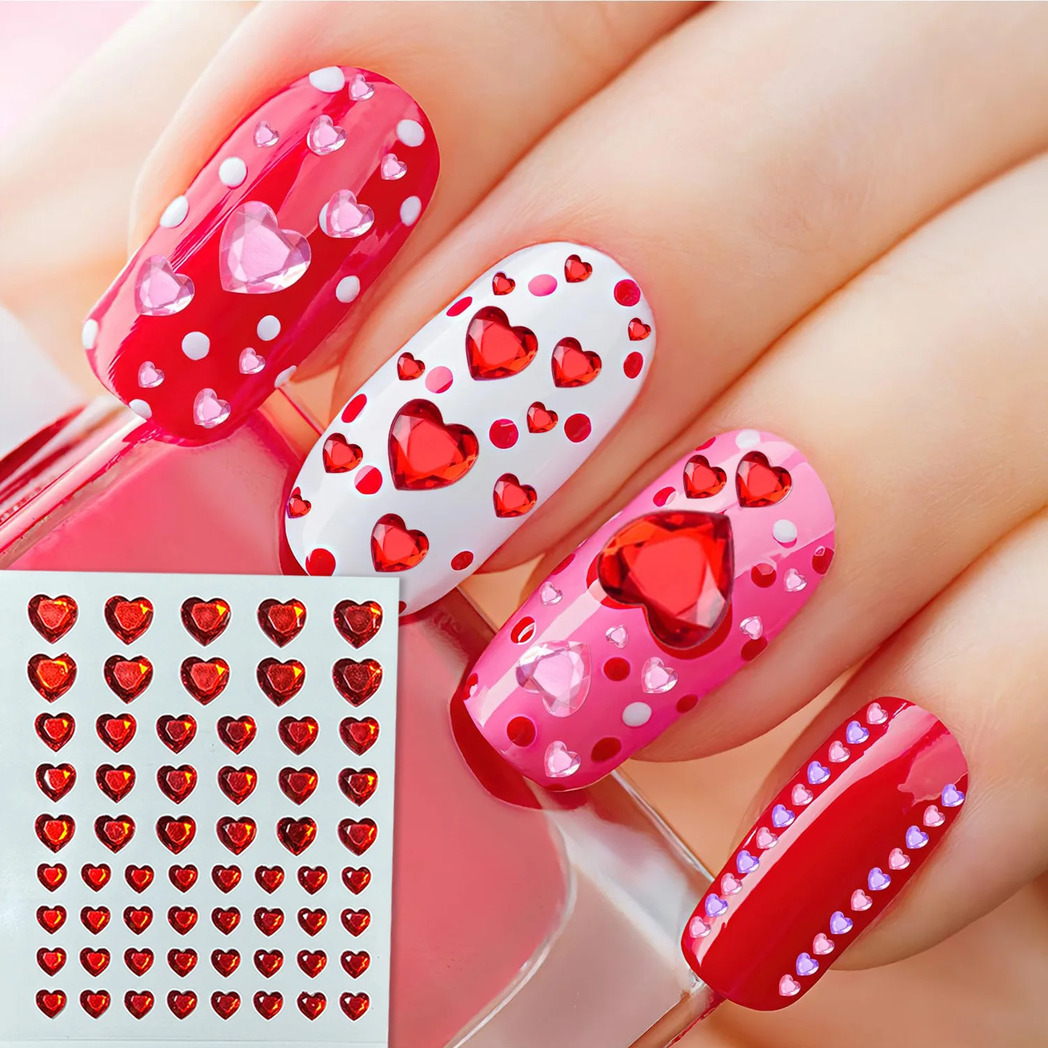 Heart Crystal Face Stickers Shiny Waterproof Self Adhesive Premium Long Lasting for Concert Makeup DIY Nail Art