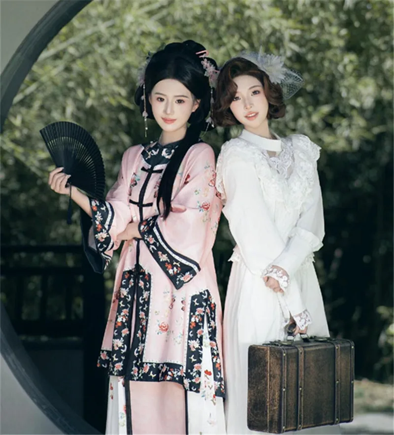 

Женская одежда для фотосессий в стиле Ханьфу династии Цин, ретро-костюм принцессы для студенток, выезжающих за границу, лучший выбор для подруг