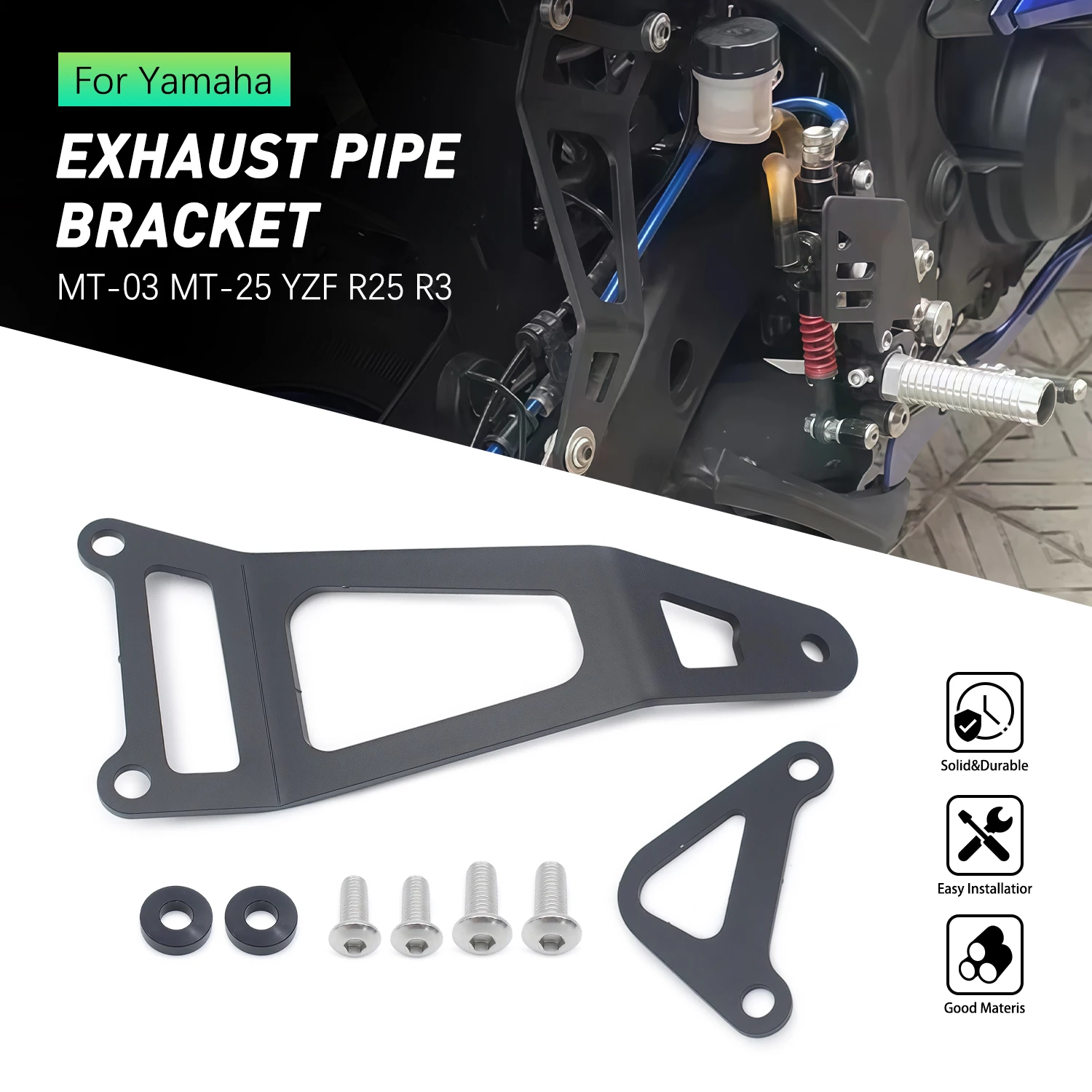

Exhaust Pipe Holder Support Accessories For Yamaha YZF R3 YZF R25 MT03 MT25 MT-03 MT-25 Rear Footrest Blanking Plate Bracket