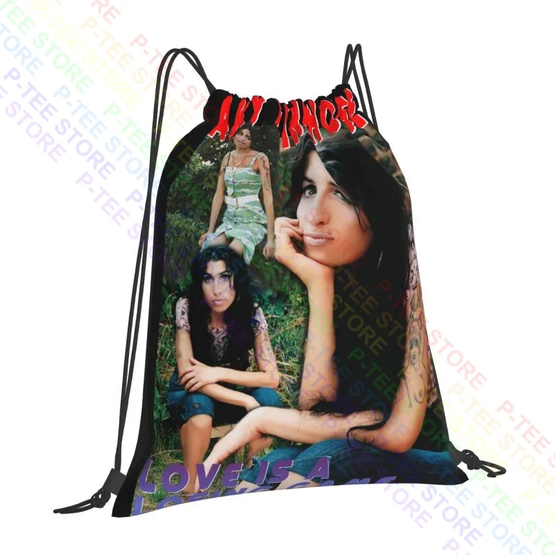 Amy Winehouse, Hypebeast Vintage 90S Rap Drawstring Bags Gym Bag Travel Portable Personalised Bags For Travel