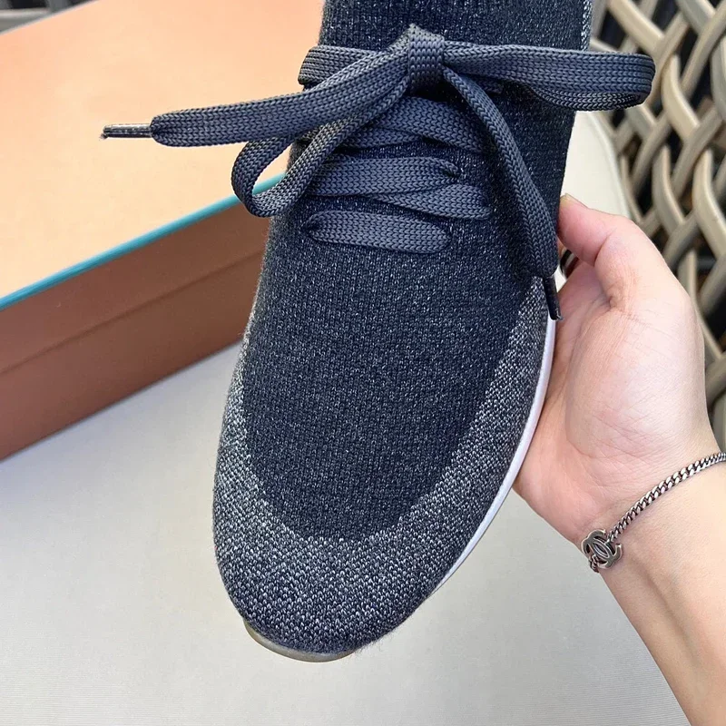 2024 nuove scarpe Slip-on da uomo scarpe da ginnastica lavorate a maglia traspiranti basse calzature leggere antiscivolo scarpe con fondo spesso