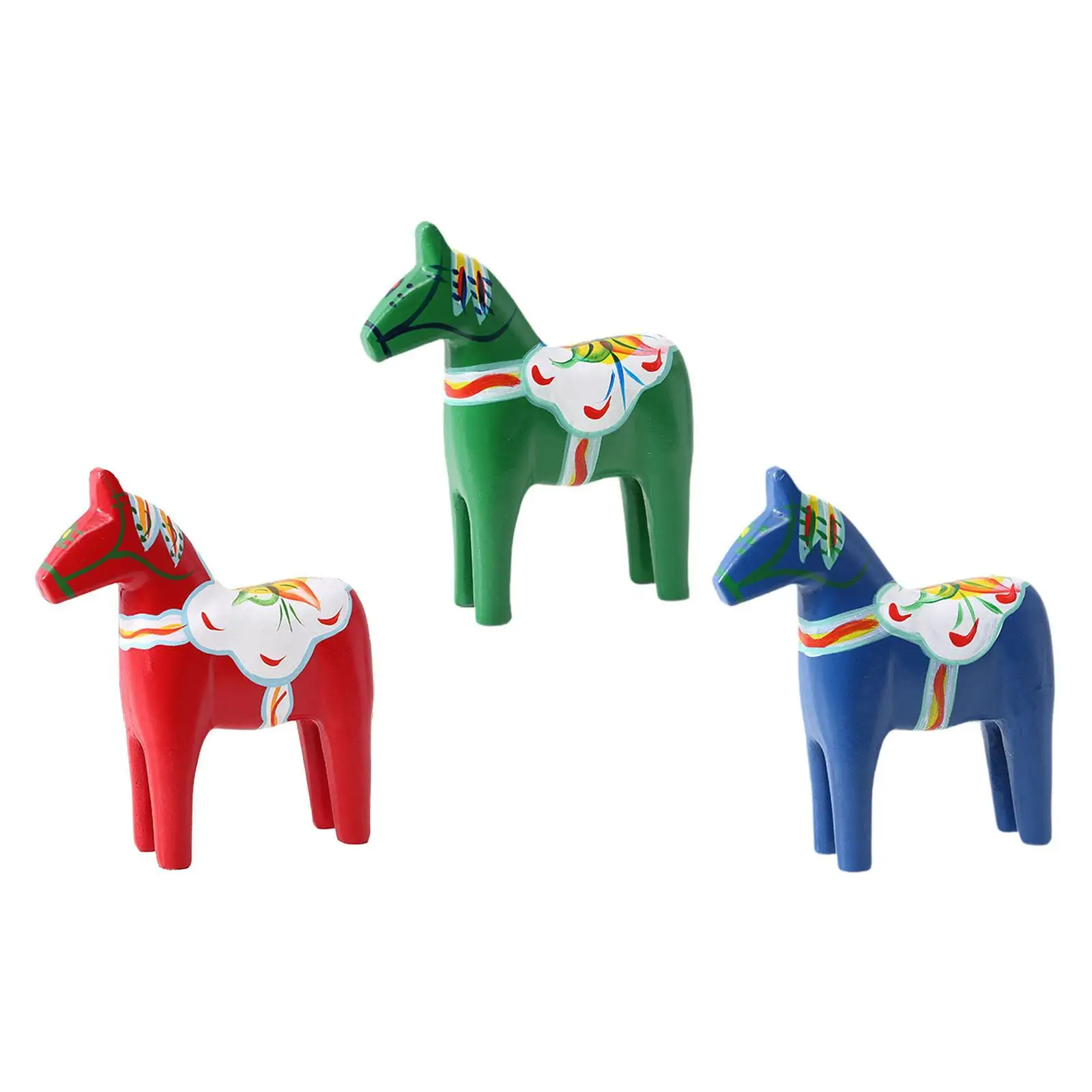 Resin Dala Horse Color Painting Classical Christmas Decoration Collection Gift Europe's Swedish Decorative Dala Horse Figurine