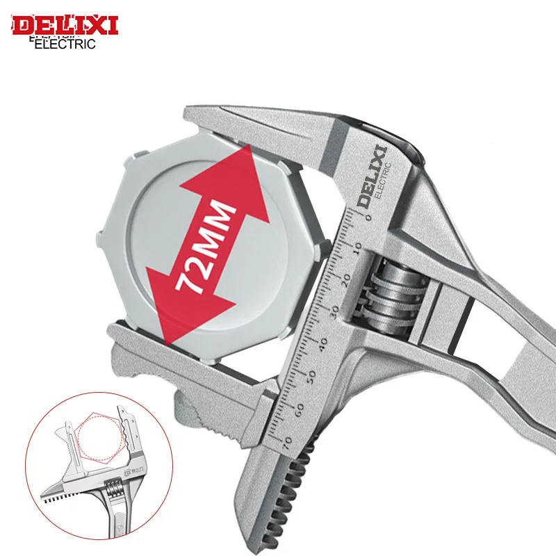 DELIXI ELECTRIC Bathroom Wrench Universal Wrench Big Opening and Toothed Anti-skid Dual-purpo for Maintaining Bathroom Facilitie