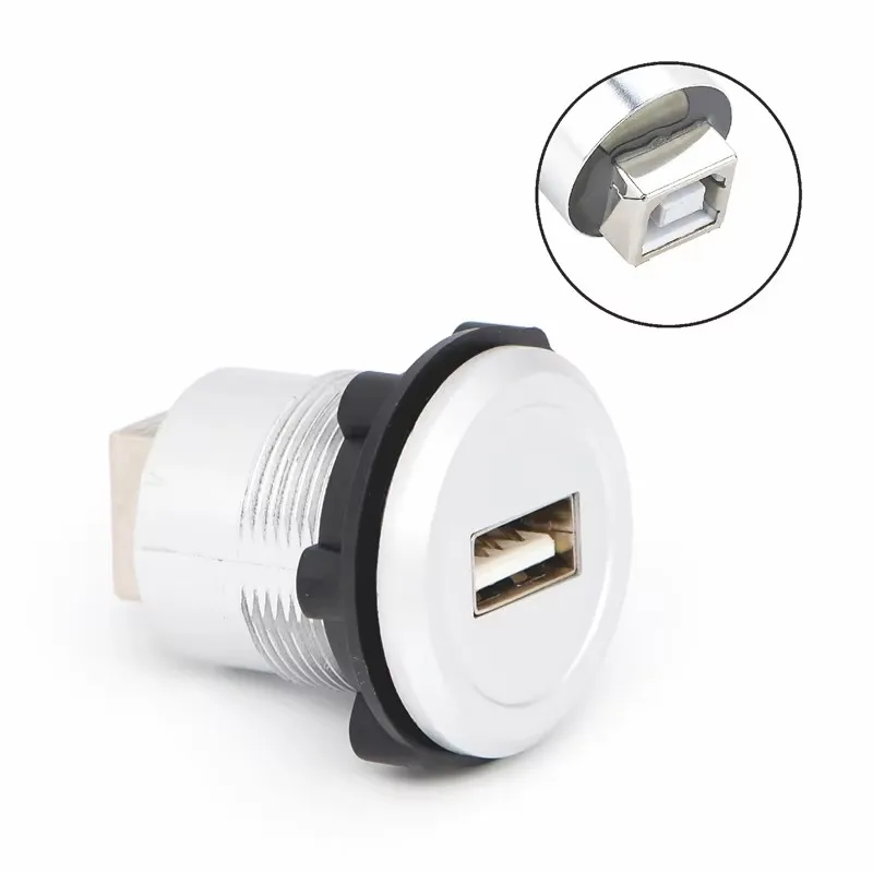 22mm USB Connector Socket Economy Type Panel Mount USB2.0 Female A to Female B