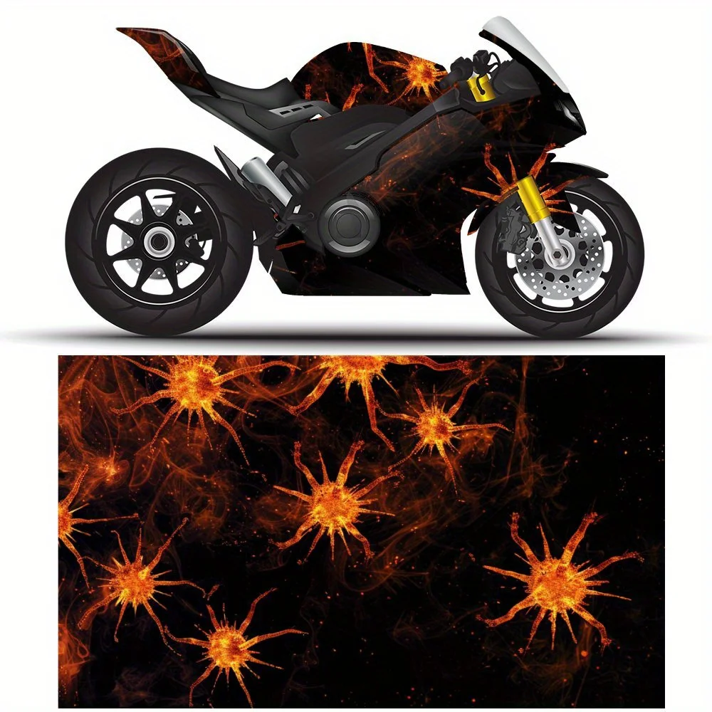 

Виниловая пленка для мотоцикла с фейерверком и взрывным принтом, водонепроницаемая съемная наклейка, универсальная подходит для мотоциклов, прочная