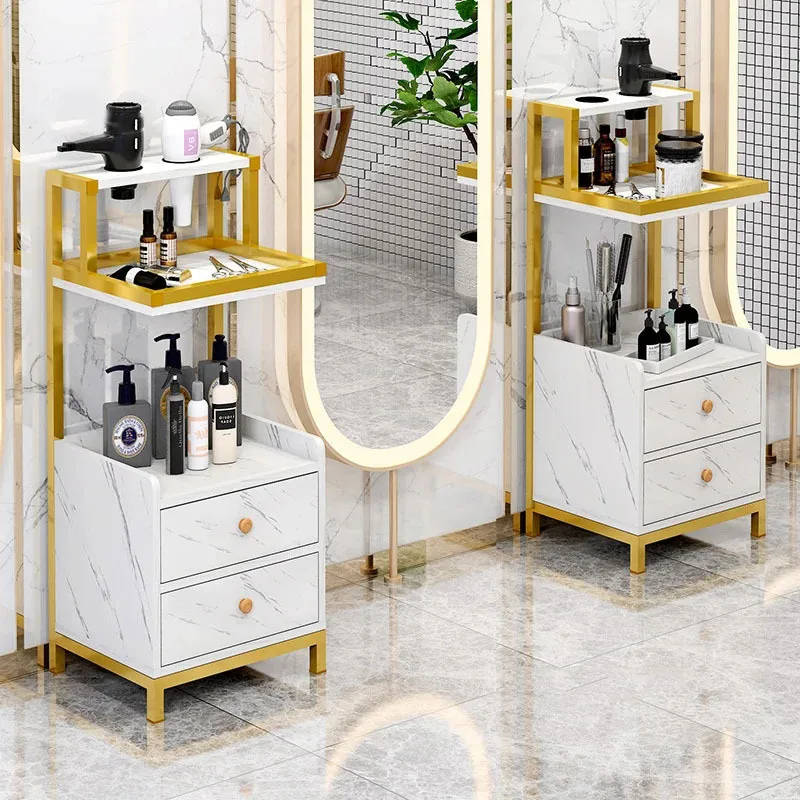 Luxury Salon Trolleys Beauty Salon Hair Salon Tool Trolley Creative Salon Furniture Multi-layer Storage Rack with Wheels