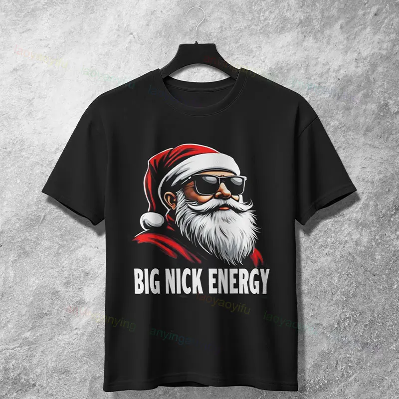 مضحك كبير نيك الطاقة عيد الميلاد رياضة الجرافيك تي شيرت الفكاهة نمط عادية المحملة 100% القطن قصير الأكمام الجولة الرقبة التي شيرت الشارع الشهير #2