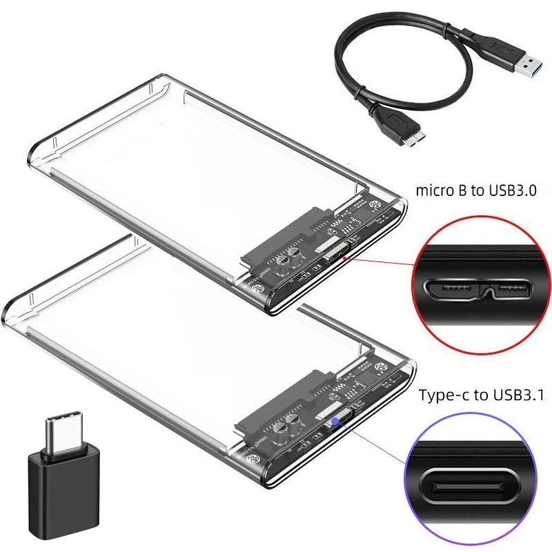 Usb 3.0/Type C Naar Sata Iii Harde Schijf Behuizing Voor 2.5 Inch Hdd Ssd Externe Harde Schijf Behuizing Harddisk Boxs Ondersteuning Uasp Hdd Box