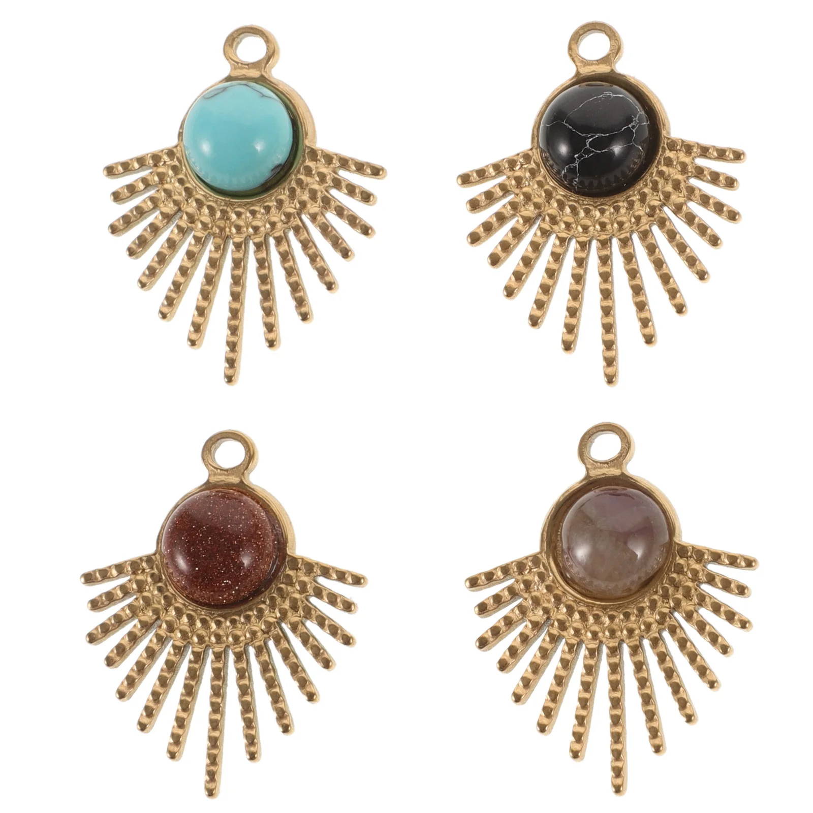 

4pcs Sector Pendant Accessories Durable Lightweight Smooth Surface DIY Stone Charm for Necklace Bracelet Earrings Scrapbooking