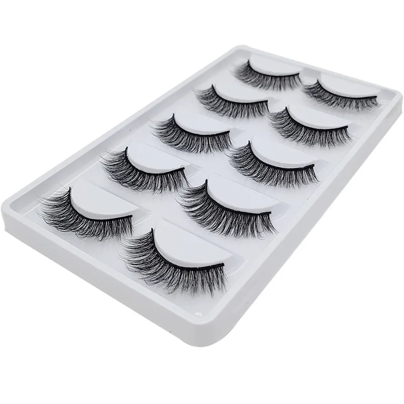 5 Pairs of 3D Mink Hair Three-dimensional False Eyelashes Natural Thick Cross European and American Eye Lashes