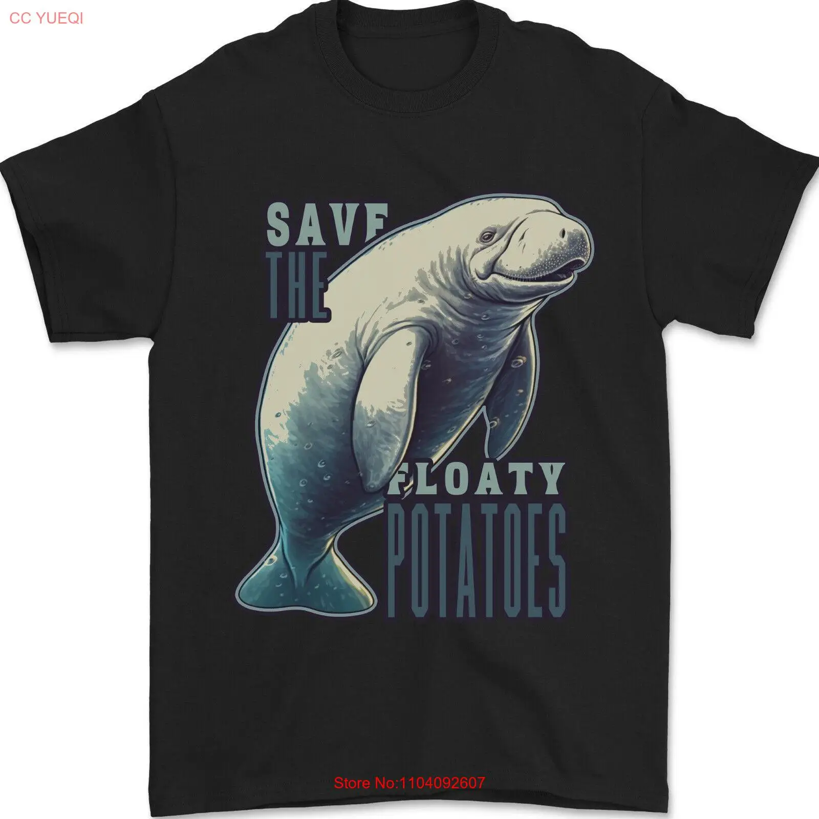 Funny Manatees Save the Floaty Potatoes Mens T-Shirt 100% Cotton