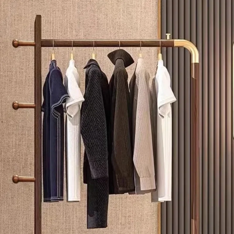 شماعة من الخشب الصلب لغرفة النوم من الأرض إلى السقف، شماعة صينية بسيطة جديدة، رف معطف داخلي، رف متعدد الوظائف #4