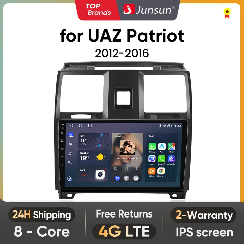 

Junsun V1 AI Voice Wireless CarPlay Android Auto Radio for UAZ Patriot 2012 - 2016 4G Car Multimedia GPS 2din autoradio