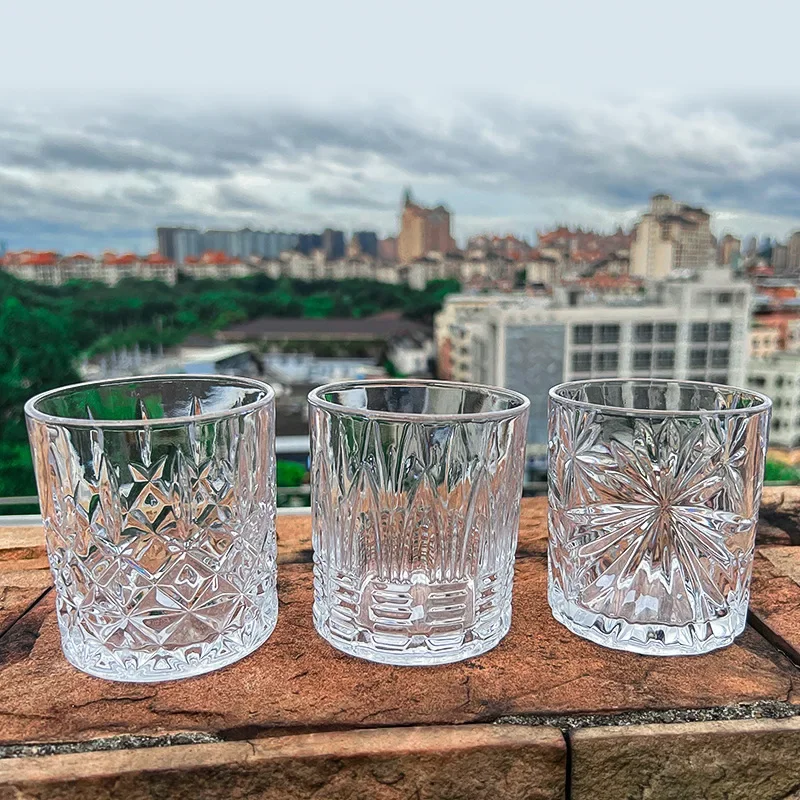 330ml Embossed Whiskey Cup Wine Glass European Style Party Home Bar Whiskey Wine Glass Drinkware Glass Foreign Wine Spirits Set