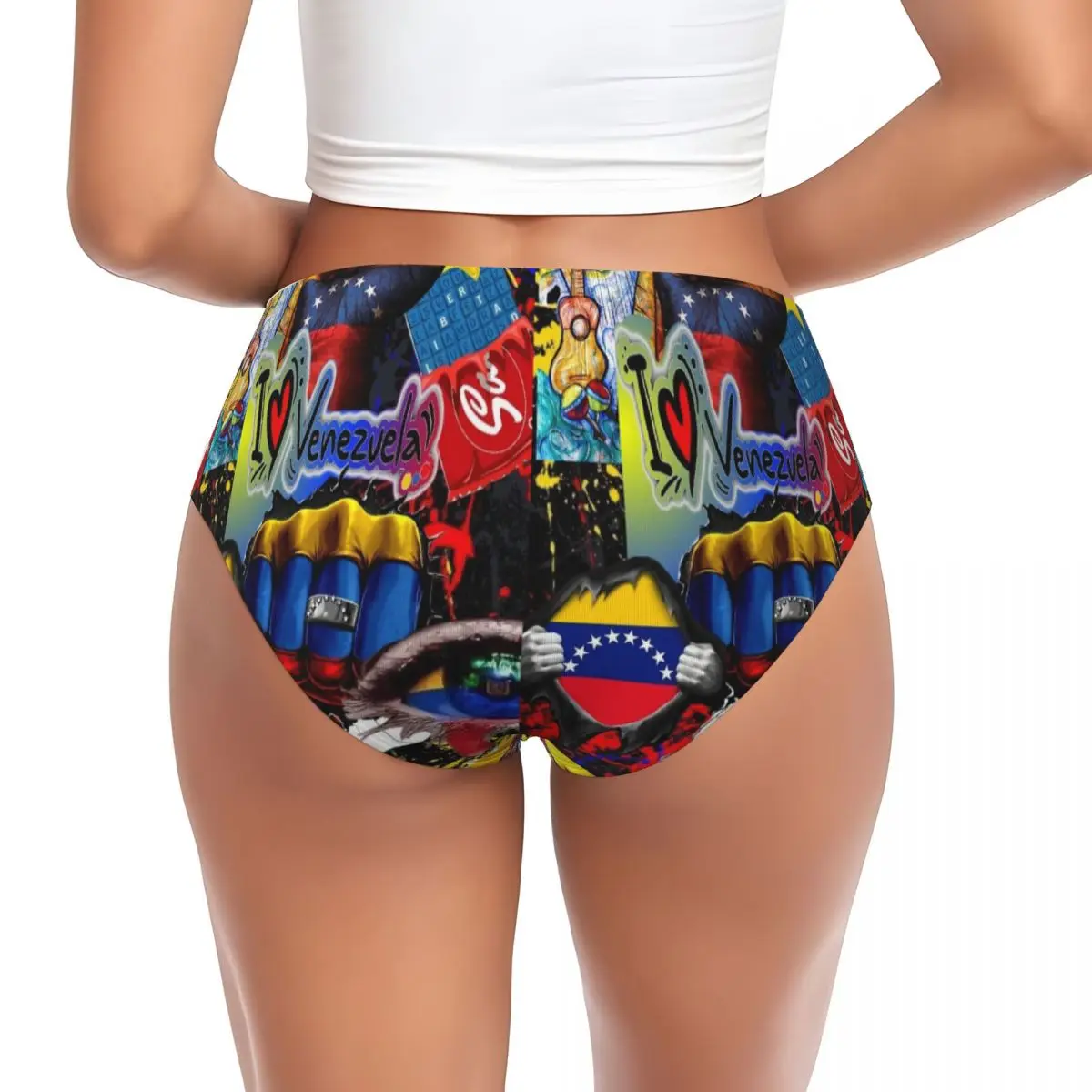 Custom Women Venezuela Map Flag Country Panties Stretch Briefs Underwear