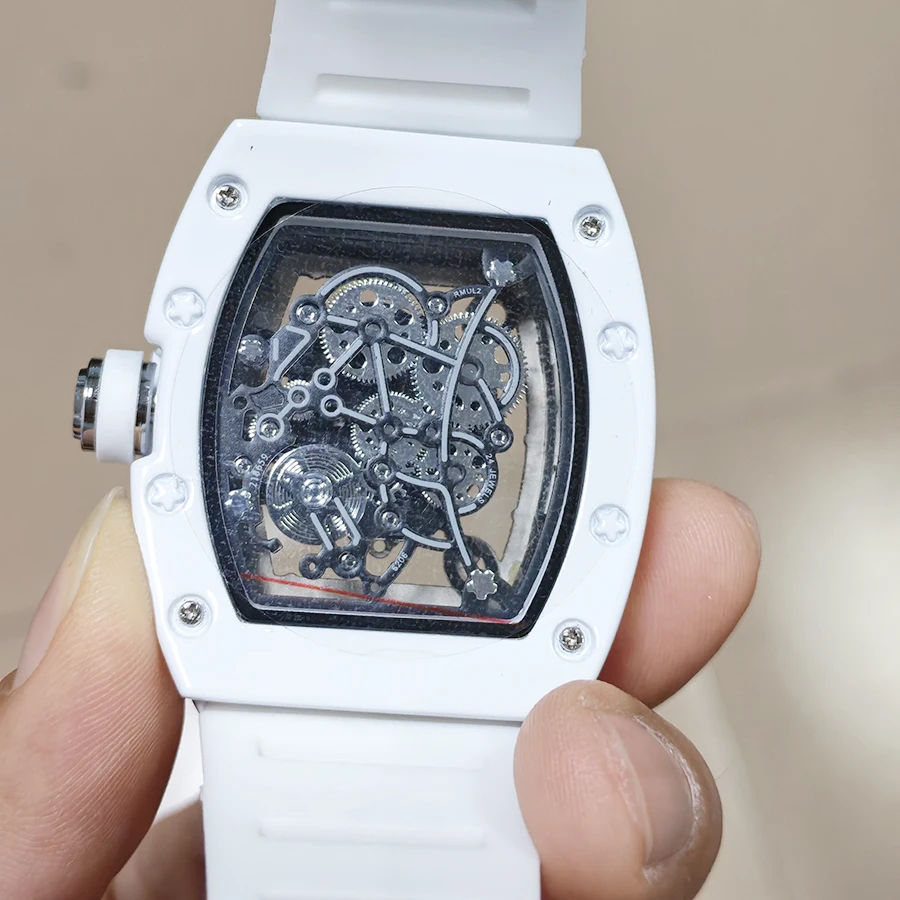 ساعة يد كوارتز رجالية فاخرة للرجال بنمط مجوف ساعات أوتوماتيكية للرجال ساعة ميكانيكية تقويم رياضي مقاوم للماء