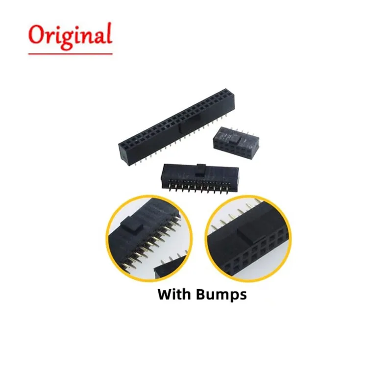 10PCS 2.54mm Pitch With Bumps Double Row Female 2~40P PCB Socket Board Pin Header Connector Strip 2/4/6/10/12/16/20/40Pin