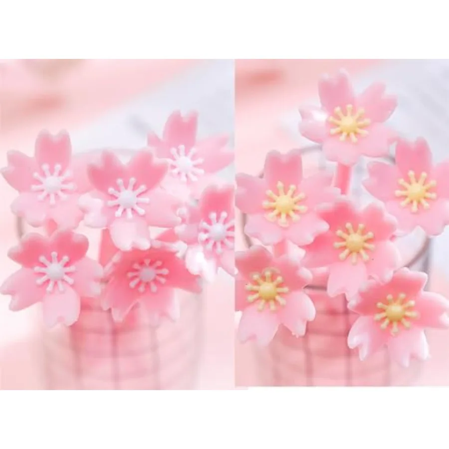 12 قطعة أقلام حبر جل على شكل زهرة وردية لطيفة أقلام كتابة 0.5 مللي متر حبر أسود متعة أقلام Kawaii السائبة للوازم المدرسية المكتبية