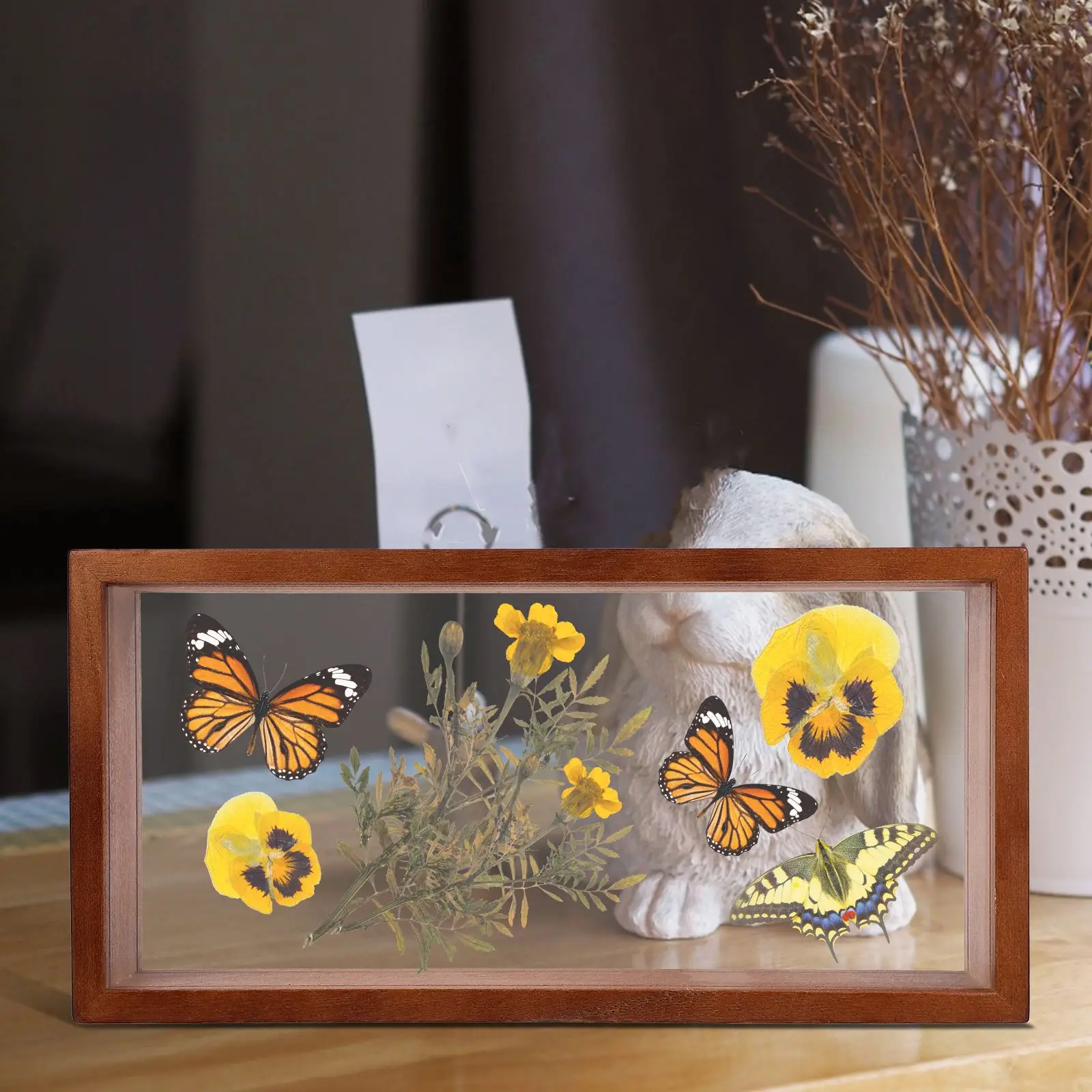 Shadow Box Frame Rectangle Acrylic Wood Storage Desktop Postcard Pressed Flowers Dried Leaf Display Case Specimen Photos