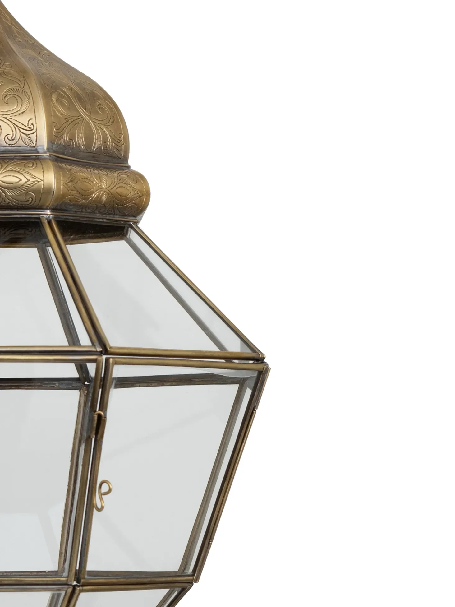 Serene Clear-glass Pendant Ceiling Light with Two Ornate Brass Domes Chandelier Pendant Light Lamp for Living Room, Home Decor