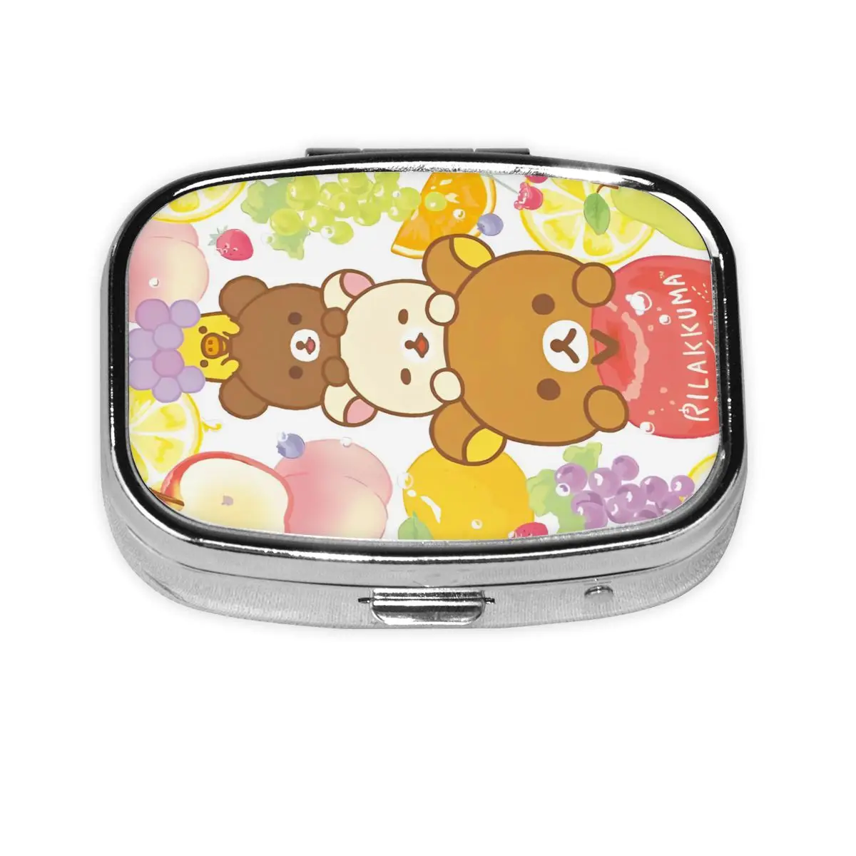 

R-Rilakkumas мини-портативные чехлы для таблеток 2 отделения Kawaii Lazybear кукла мультфильм органайзер для лекарств чехол для хранения таблеток дорожная коробка