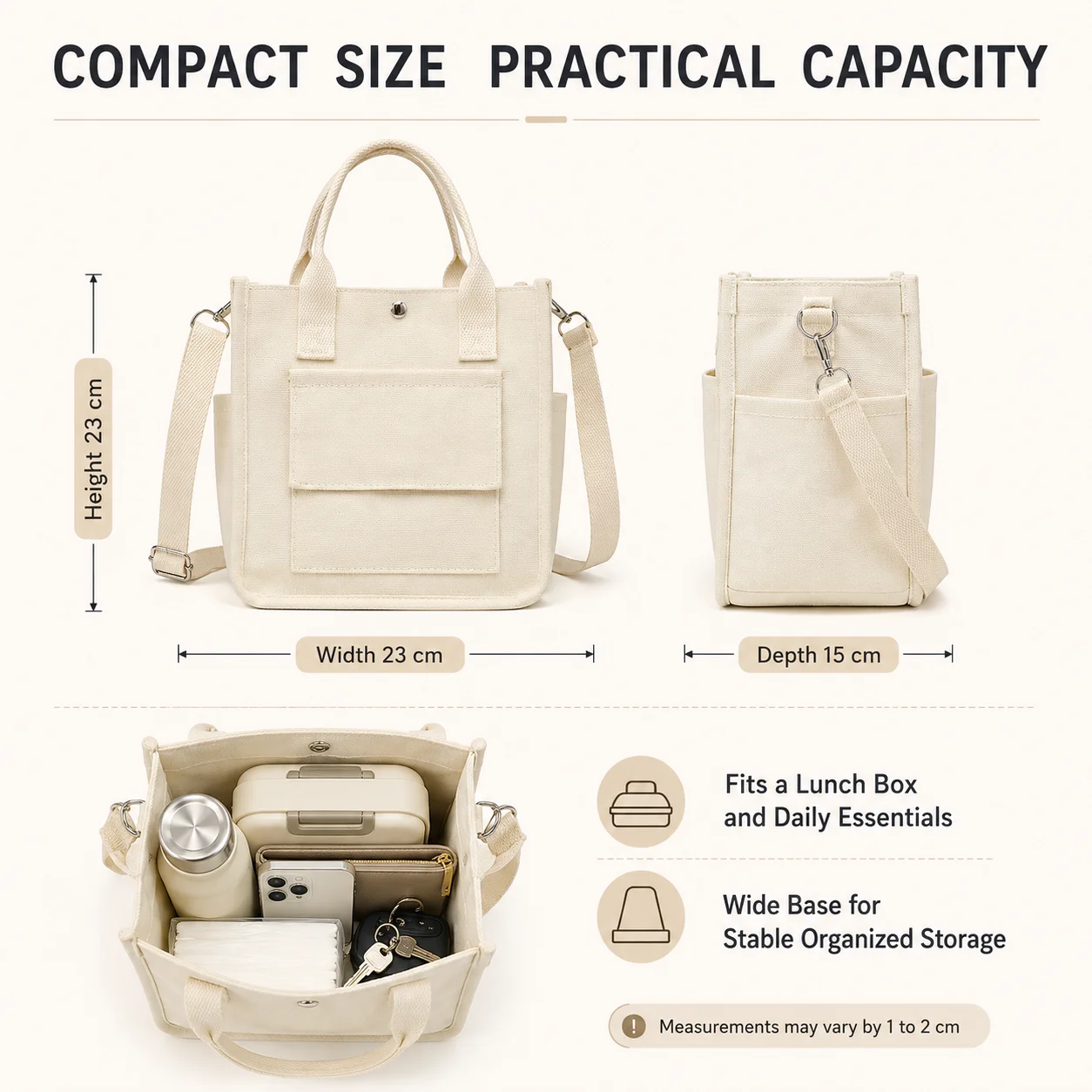 キャンバスランチバッグ 女性用 多ポケット 大容量 トートバ - Women Bags For Office Use のレビューと価格