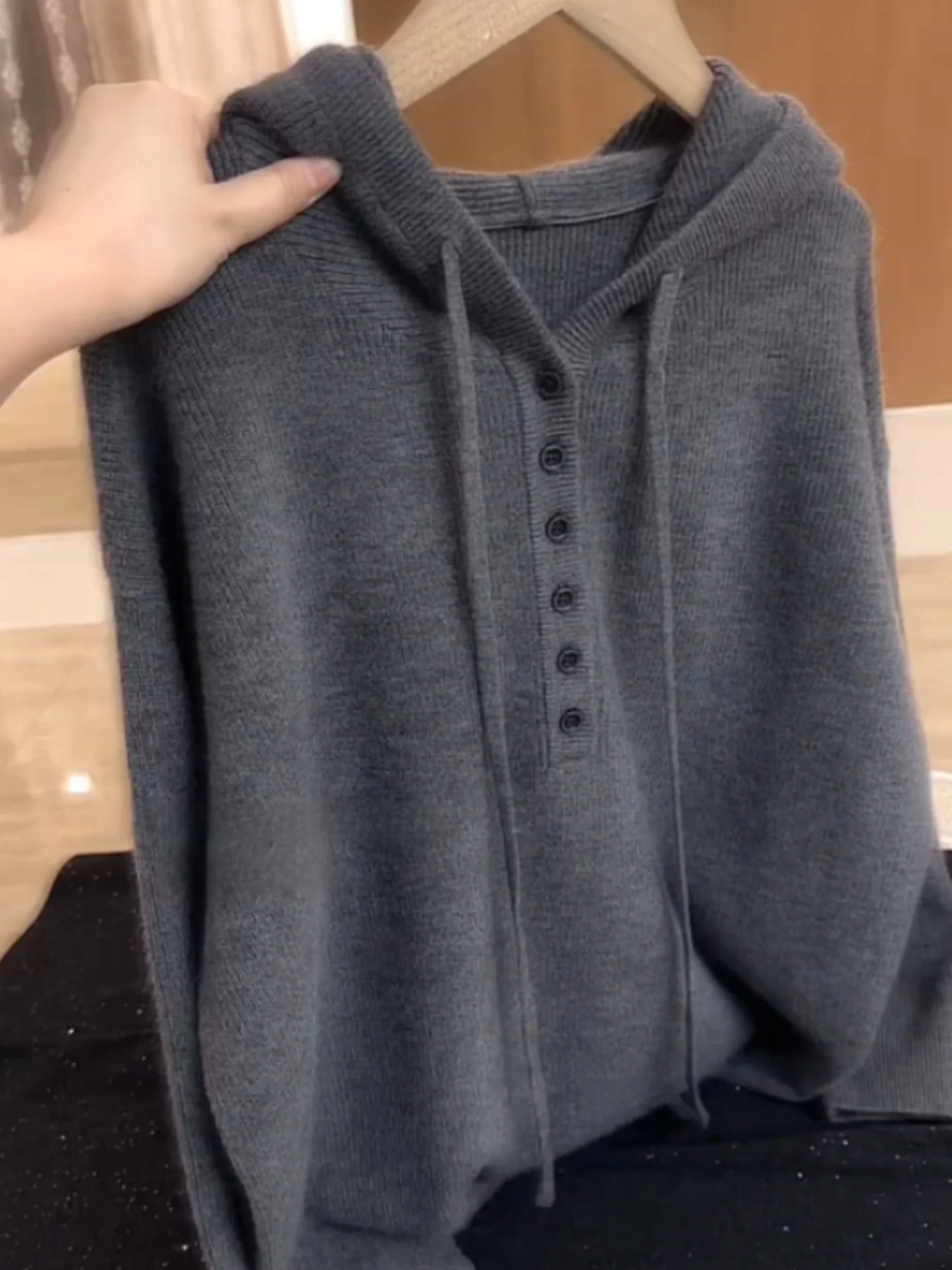 

Women's Knitted Hoodie Long Sve Warm Top Large Size Faionable Slimming Autumn Winter New Sle MM plus Size Casual Wear