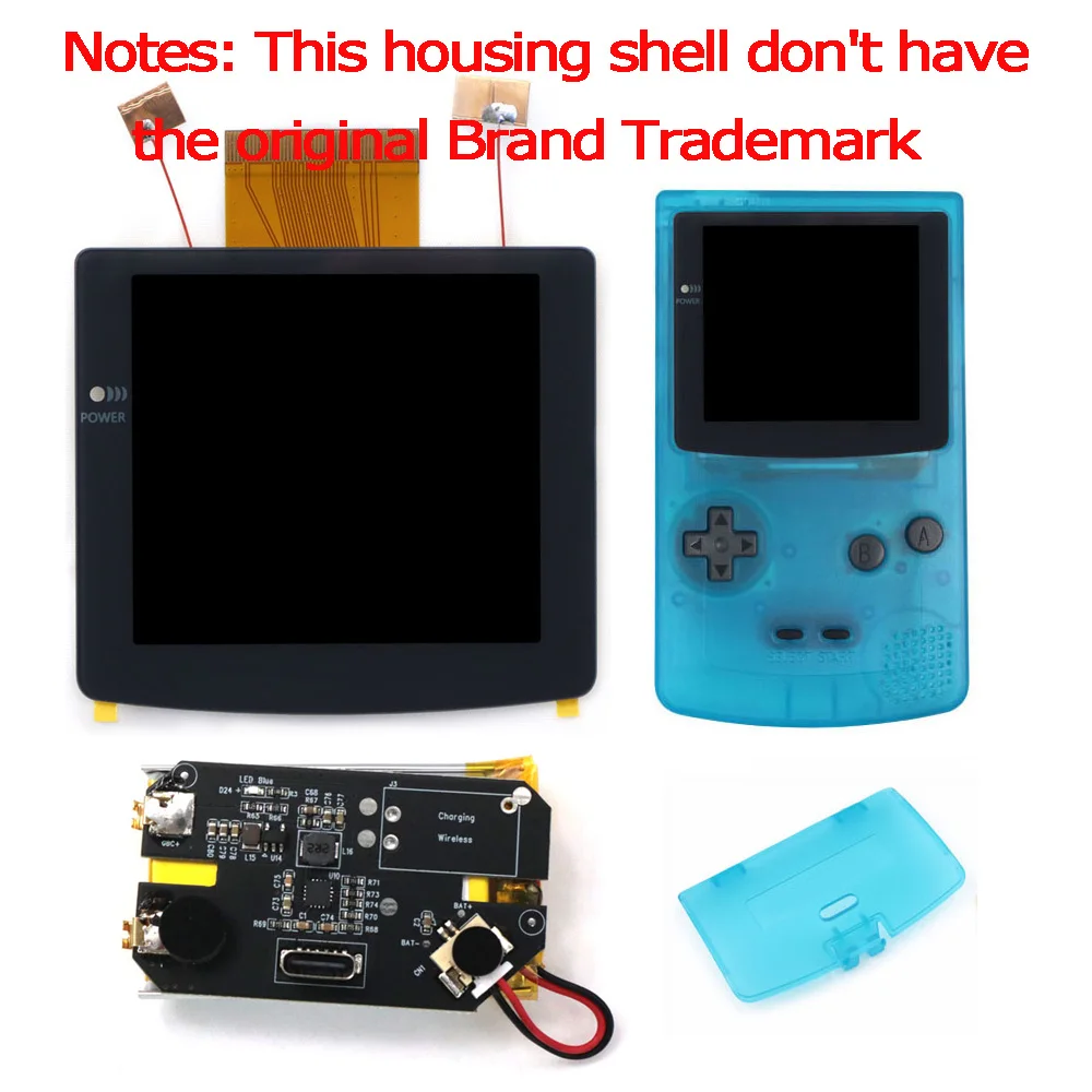 HISPEEDIDO 2,8" Laminierter IPS-LCD-Bildschirm mit Hintergrundbeleuchtung und USB-C-Aufladung, Desaturation für Gameboy Color GBC, ohne Löten