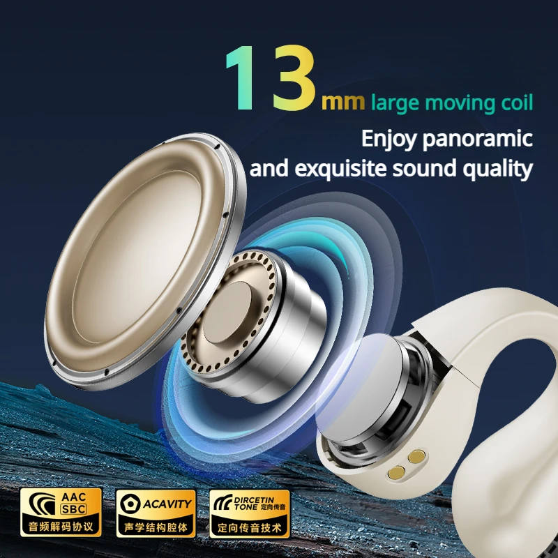 Imagem -04 - Headconjunto Bluetooth sem Fio Tws Headphone Dinâmico para Celular Air Bone Condução Clipe de Ouvido Esportes 5.3 Tipo-c Aigo-sa03