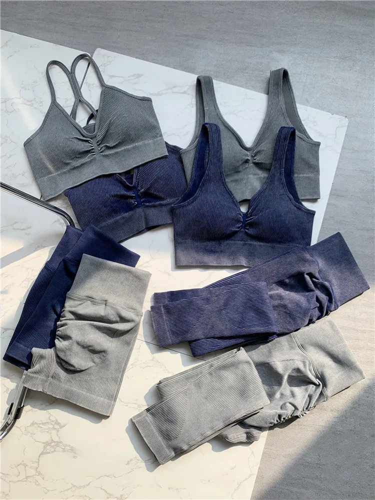 Women Seamless Yoga Set Crop Top Sport Shirt Short Leggings Outfit Gym Wear Workout Fitness Suit Sport Sets Clothes