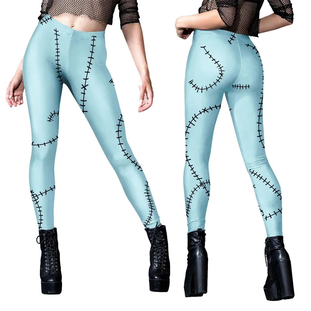 Sally Cosplay Leggings for Women Halloween Party Dress Up 3D Printed Pants Elastic Sexy Tights Ankle Length Trousers