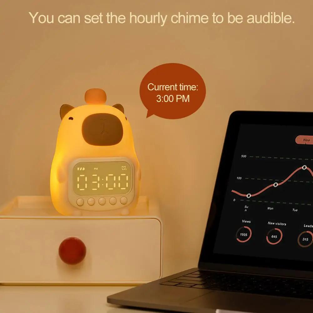 3 فولت كابيبالا سيليكون ساعة تنبيه ضوء دافئ ضوء الليل الصغيرة USB قابلة للشحن عنبر LED لانهائي يعتم بات ضوء