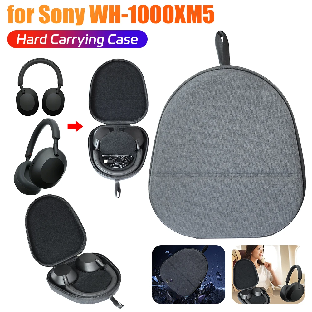 

Жесткий чехол для переноски, противоударный дорожный защитный чехол из ЭВА, защита от царапин, защита от падения для наушников Sony WH-1000XM5