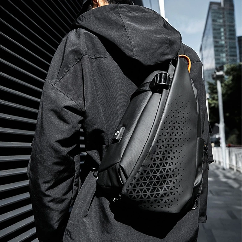 

Functional Crossbody Shoulder Bags Men's Fashion Large-capacity Shoulder Bag Motorcycle Sling Backpack Tide Chest Bag