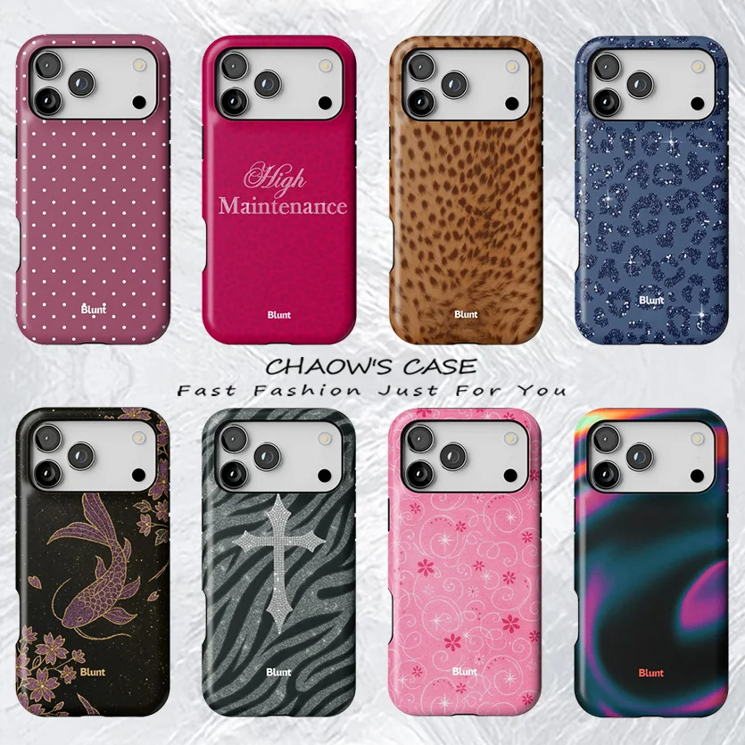 

Luxury Blunt Blue leopard Purple Koi Phone Case for iPhone 17 17e 16e 16 15 14 13 12 11 Air Pro Max Plus Double-layer Back Cover