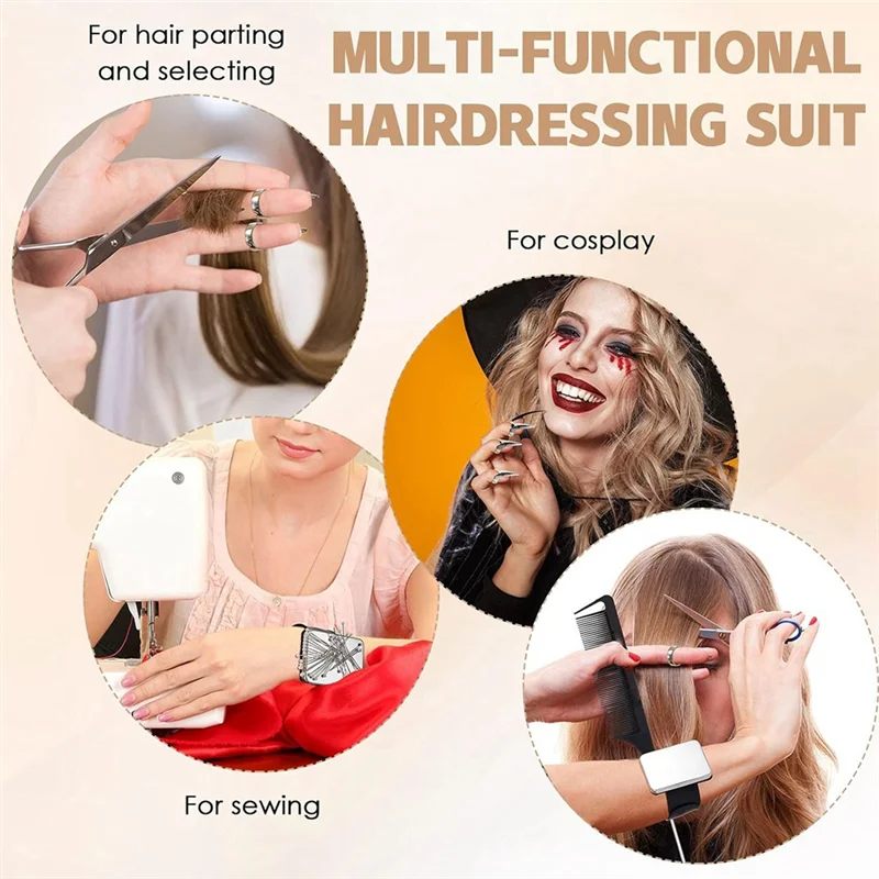 AD-8 PCS Parting Ring Hair Selecting Ring 6 Hair Sectioning Styling Clips Hair Parting Tool 2 Rat Tail Braiding Combs Easy Insta