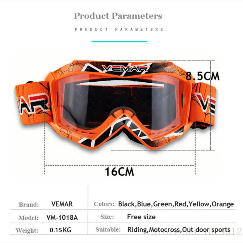 Vemar Motorcycle Glasses Kids Child Motorbike Racing Goggles MX MTB Off-Road Dirt Kid Bike For Motocross Helmet Gafas view 3