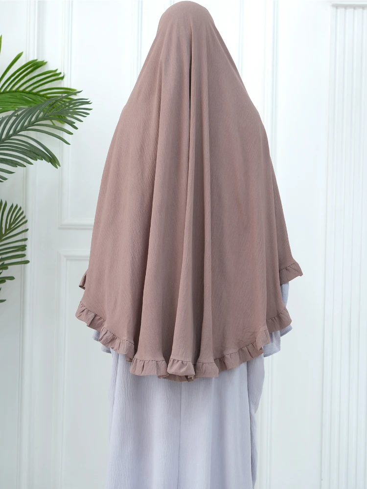 Long Khimar Ramdan Eid Muslim Long Hijab Headcarf Women One Piece Khimars Jubha Islamic Clothing Hijabs Musulman Prayer Garment