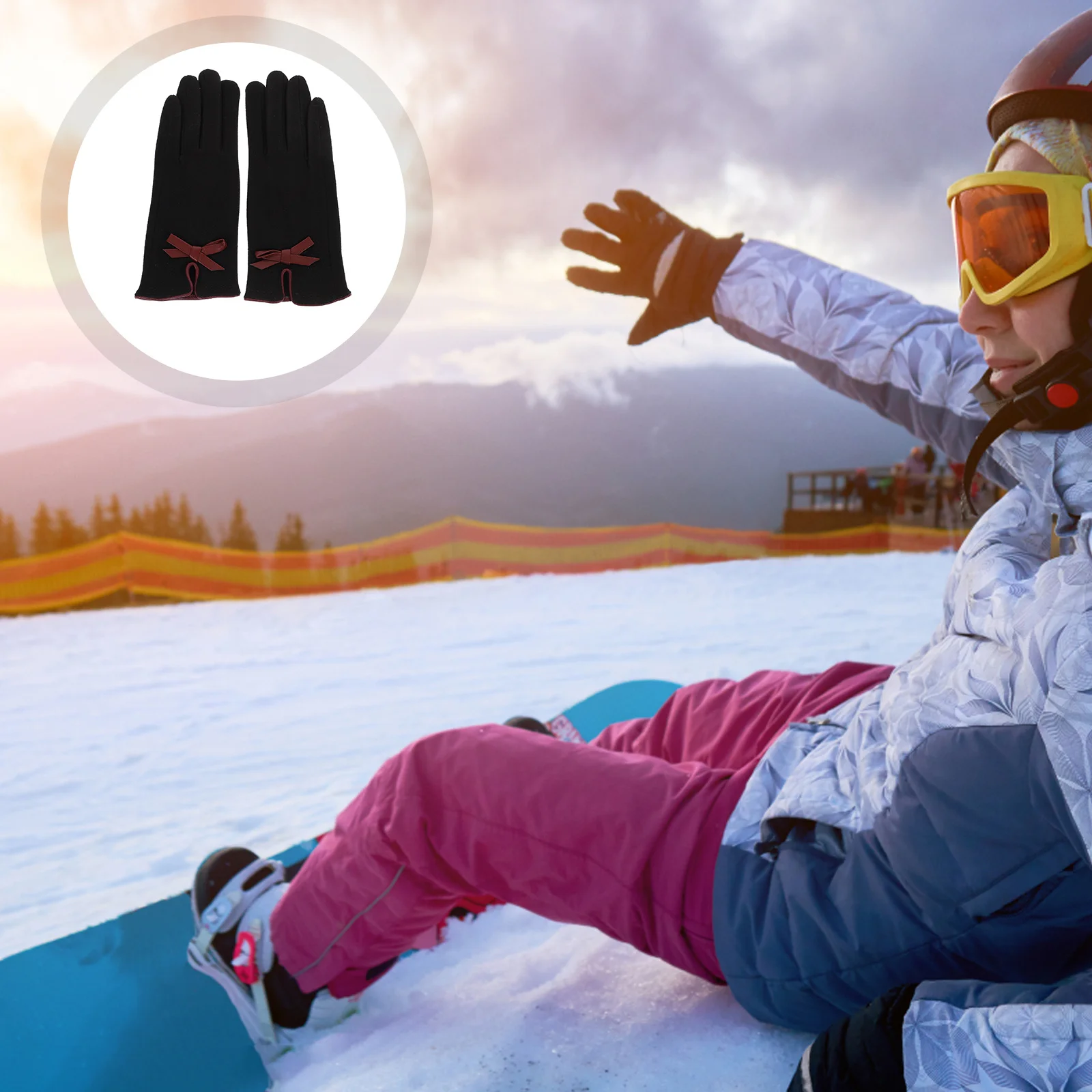 

1pcs 1 Pair Warm Touchscreen Gloves For Women Winter Pu Thermal Gloves Cycling Hiking Driving Outdoor Sports