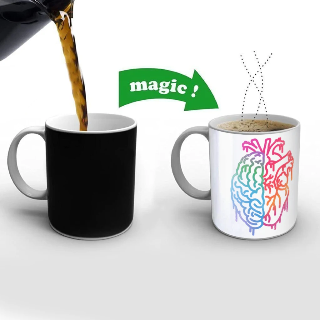 Mind or feelings Creativity Change Color Chang mug Ceramic mug Hot Coffee Cup Breakfast Cup Mug Friend Gift