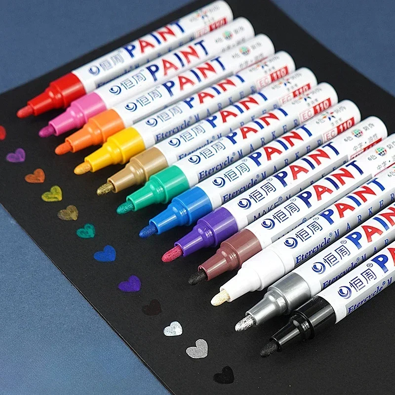 Multifunction Metallic Gloss Paint Markers Fiber Head Waterproof Quick-dry Tire Industry Oily Paint-mending Pen Color Marker Pen