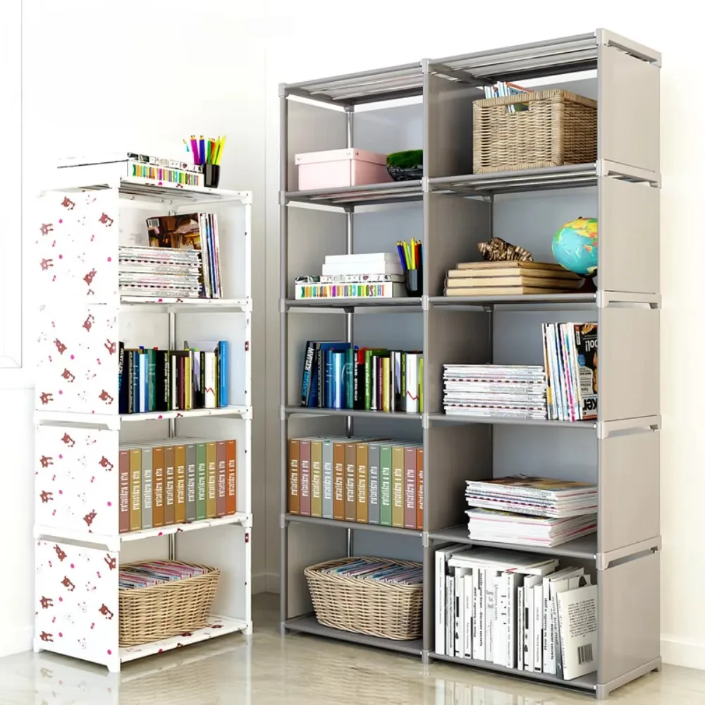 Double Row Bookshelf Multi-layer Wardrobe Debris Rack Easy Assembly Bookcase Multi-layer High-capacity Furniture Book Shelves