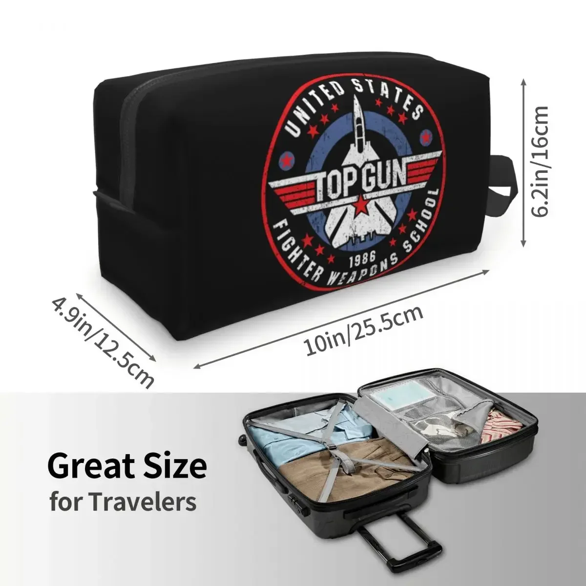 Fashion US Fighter Weapons School Worn Travel Toiletry Bag Top Gun Maverick Makeup Cosmetic Organizer Beauty Storage Dopp Kit