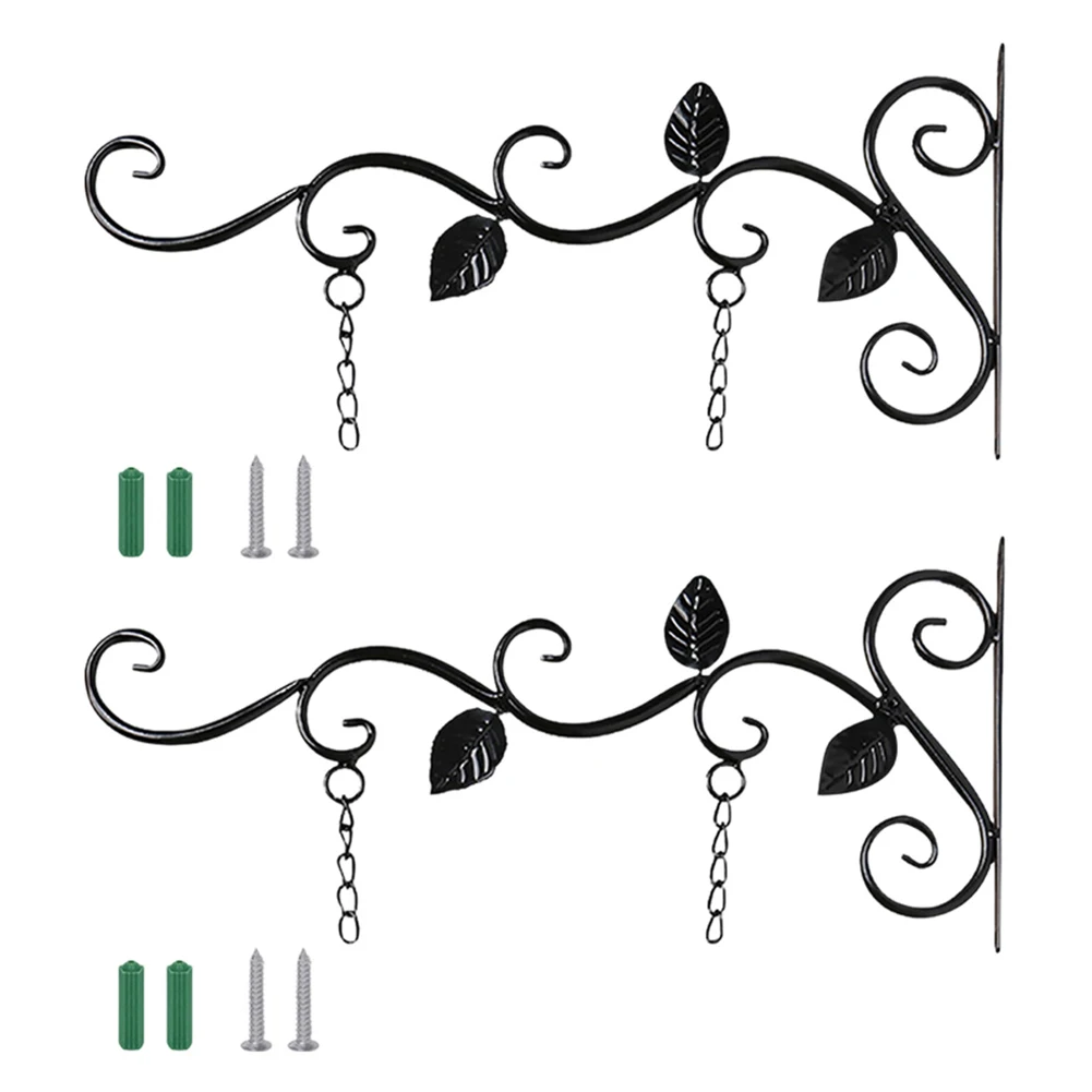 2pcs Hanging Basket Brackets Plant Holder Hanging Basket Holder Iron Wall Hook Outdoor Metal Garden Hooks For Wall Hanging Plant