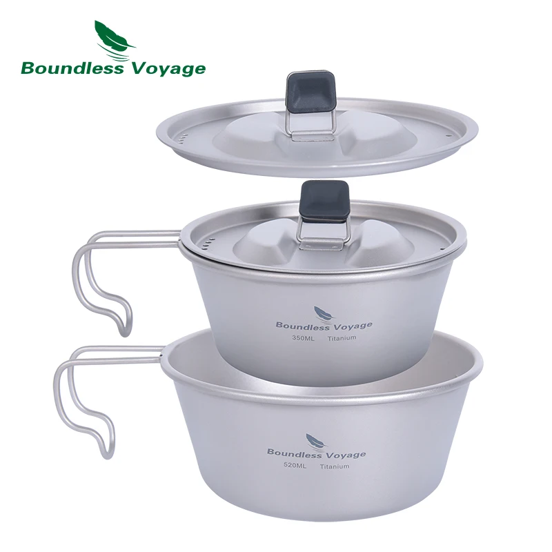 Boundless Voyage-cuenco De Sierra De titanio, vajilla De 350ml para Picnic, barbacoa, senderismo, olla para Picnic, Cubiertos De Camping, 520ml