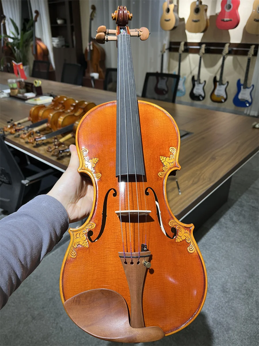 Special Carved Castle Pattern Hand Made 4/4 Violin Cкрипка 4/4 كمان 바이올린  Musical Instrument Keman Free violin case 4/4 051507