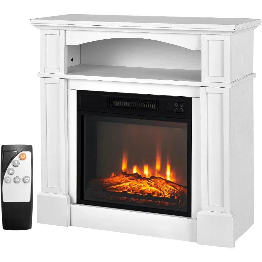 

32-дюймовый электрический камин с каминной для гостиной с регулируемым отдельно стоящим обогревателем 1400 Вт, термостат с дистанционным управлением