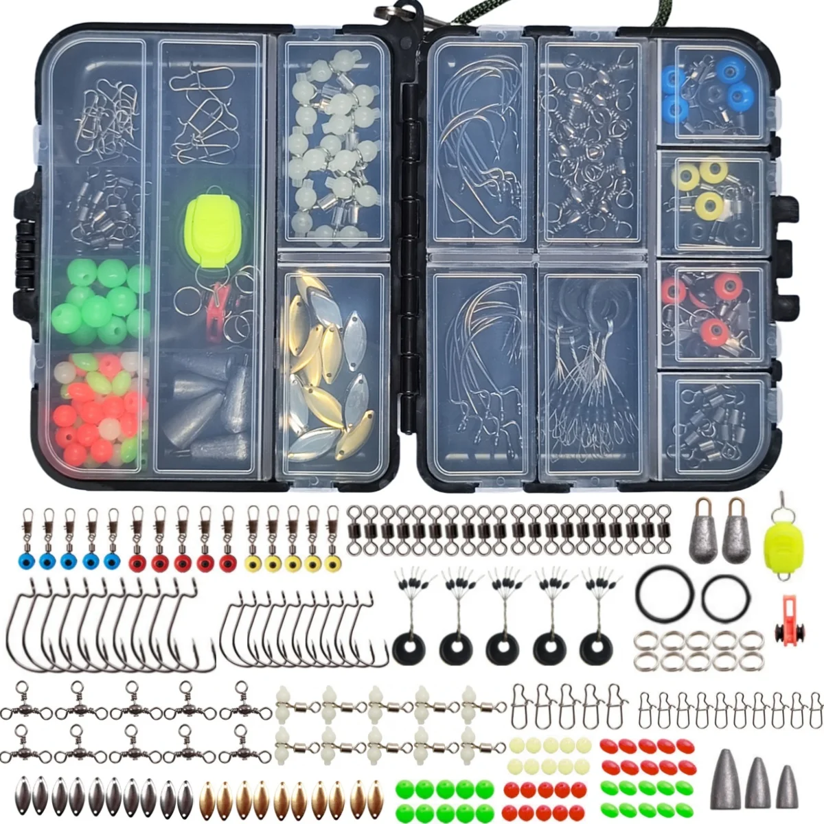 183Pcs Fishing Roada Accessories Set Portable Storage Box Space Bean Night Light Gourd Rotary Fishing Set
