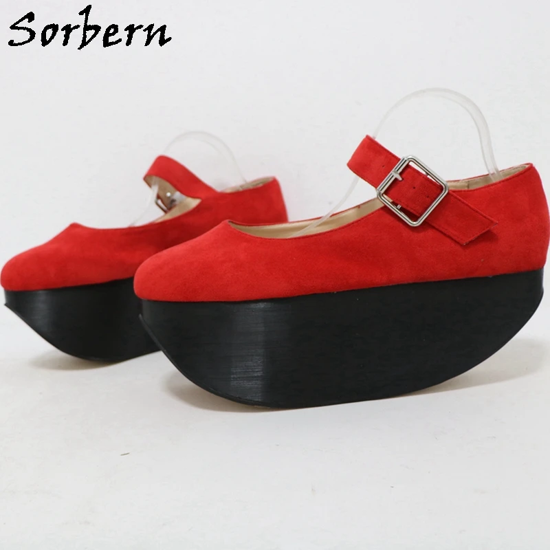 Sorbern Mary Jane Flatform Women Pump Shoes Eu46 Round Toe 8Cm High Heels Drag Queen Unisex Custom Multi Colors