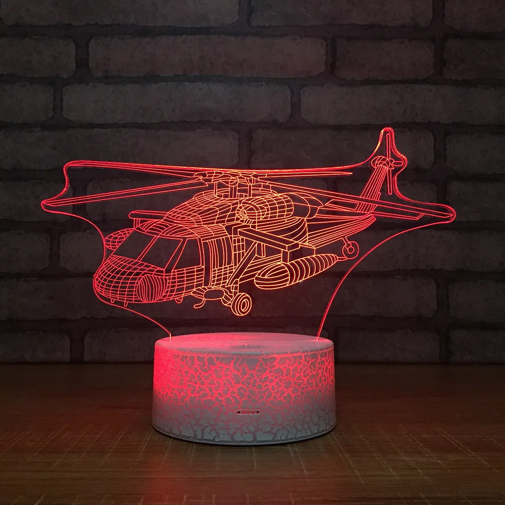 

New Cross Border Helicopter Night Lights Colorful Touch 3d Visual Lights Lovely Cartoon Children's Toys Led Lights